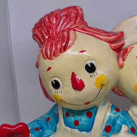 Vintage Raggedy Ann & Andy Piggy Bank "I Love You" 1970s Bobbs-Merrill Co. Korea - Picture 3 of 16